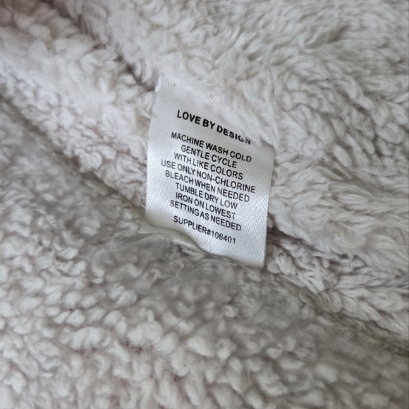 Love By Design Open Cardigan Sweater Sherpa Off White Pink Black Southwestern - Picture 3 of 5